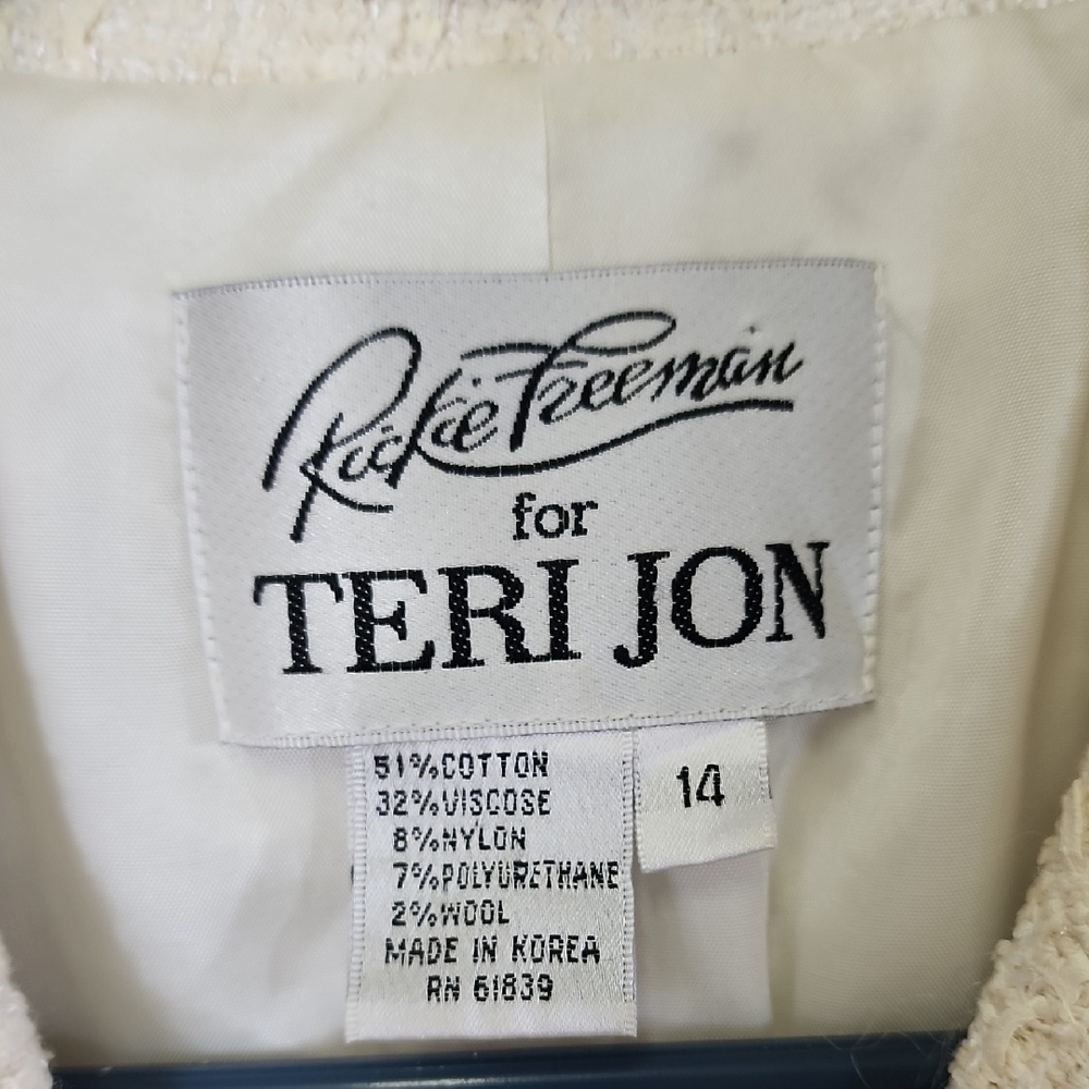 Teri Jon Women's Textured Cream Blazer Size 14 - Picture 3 of 5